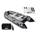 Professionelles Sportboot, Schlauchboot Anglerboot, NEXX 330cm mit Luftboden - Angelboot mit Tragetasche, hellgrau - inkl. 2 Paddel und Reperatur Kit