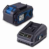 Scheppach 20V Starter-Kit bestehend aus 4Ah Akku & 2,4A Ladegerät (65W) | Lithium-Ionen-Akku | einsetzbar für Scheppach 20V-Serie | Ladezeit 2 Ah / 4 Ah Akku: 60/120 min | 3-stufige LED-Anzeige