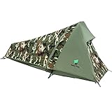 GEERTOP 1 Person Biwakzelt Biwaksack Zelt Trekkingzelt Campingzelt Minipack Leicht, 3 bis 4 Jahreszeiten für Outdoor Camping Wandern Reisen und Klettern (Camouflage, 213x101x91 cm)