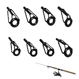 Angelrute Reparatur Kit,8 Rutenspitzen Reparaturset,Angelrutenführung Rutenringe Spinnruten Edelstahl Keramik Spitzenringe Tip Tops,Spitze Reparieren Kit Angelzubehör für Salzwasser See Wasser Fischen