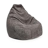 Lumaland Gaming Sitzsack XXL aus Cord | Gaming Sessel für Erwachsene & Teenager | Komfortabler Bean Bag 135 x 100 cm [Grau]