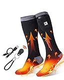 KEMIMOTO Beheizbare Socken mit Fernbedienung, 2600mAh*2 Beheizte Socken, Wiederaufladbaren Batterien Socken, Winter-Baumwollsocken Fußwärmer für Skifahren, Jagen