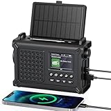 DAB Plus Radio, UKW-Digitalradio, Solar Notfallradio mit 12000mAh Akku Wiederaufladbare, Kurbelradio mit USB Handyladefunktion, 80 Voreinstellungen, Farbdisplay Radios mit Bluetooth für Wandern