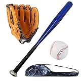 Set aus Softball- und Baseballschläger mit Handschuh und Bällen – 25 Zoll/63,5 cm Langer Aluminiumschläger für Pickup-Spiele und Schlagtraining