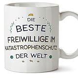 Mugffins Tassen/Becher mit Spruch für FREIWILLIGE IM KATASTROPHENSCHUTZ - Auf Deutsch - Beste der Welt - 11 oz / 330 ml - originelles und lustiges Geschenk Mitarbeiter