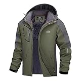 Winterjacke Herren Warme Kletterjacke für Männer, farblich passende Skijacke mit, Winddicht, Taschen, multifunktional, für Paare (Army Green, XL)