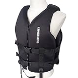 Waabose Schwimmweste für Erwachsene Kinder, Universal Rettungsweste für Herren & Damen, Rettungsweste Schwimmhilfe für Kajakfahren, Angeln, Surfen, Wassersport (Schwarz, M)