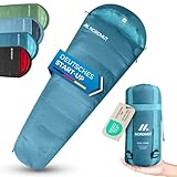 NORDMUT® Schlafsack Erwachsene – kleines Packmaß & Ultraleicht (900/1500g) – 3-Jahreszeiten (250 GSM) & Sommerschlafsack (100 GSM) – Mumienschlafsack für Camping, Outdoor & Festivals