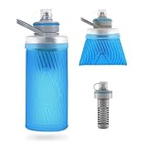Joypur Trinkflasche mit Filter - Faltbare Wasserfilter Outdoor Survival Wasserflasche mit Filter 700 ml Wasserfilter Trinkwasser mit 5000L Filterkapazität Filter für Wandern Survival Notfall (Blau)