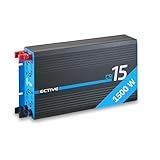 ECTIVE - Wechselrichter 12V auf 230V CSI 15-1500W Reine Sinuswelle - Offgrid-Spannungswandler DC/AC Strom mit USB, Überlast- & Überhitzungsschutz, NSV & USV Funktion und Batterieladefunktion bis 15A