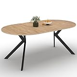 IDMarket - Esstisch ausziehbar rund Alix 4-10 Personen Fuß Spinne Holz und schwarz 110-200cm