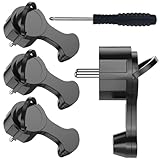 [4 Stück] Elektrische Schuko Stecker, Extraflach Schutzkontakt Winkelstecker mit Klappgriff, 250V 16A für Kabel bis 3x1,5 mm² Flachstecker Eurostecker, Schwarz