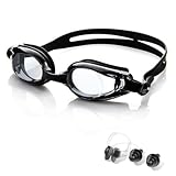 Unisex Erwachsenen Schwimmbrille,Anti-Fog Schwimmbrille,Schwimmbrille Verstellbar mit Silikon Ohrstöpsel und Nasenclip für Damen Herren Wasserspor