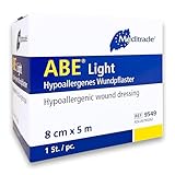 Wundpflaster sensitiv 8cm x 5m - Pflaster Rolle Heftpflaster - Elastischer Wundschnellverband mit 3,5cm breiter Wundkompresse - Idealer Wundverband für Gelenkwunden & empfindliche Haut