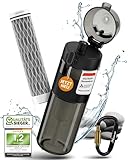 BERGKVIST® Outdoor Wasserfilter Flasche FJÄLLKLAR (500 ml) - Trinkflasche mit Filter von AHLSTROM® für sauberes Trinkwasser beim Campen, Wandern & Survival-Abenteuer - Schwarz