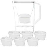 Wessper Wasserfilter Kanne mit Filter, Kühlschranktürkanne 2,7 Liter, Filterkartuschen mit Aktivkohle und Ionenaustauscherharz, Set Kanne und 6 Wasser Filter - Weiß