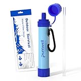 Purewell Outdoor-Wasserfilter – 0,01 μm Ultrafeinfilter entfernt 99,99% Bakterien & Schwermetalle | 1500 Litern Filterkapazität | Tragbarer Trinkwasserfilter mit Karabiner für Survival & Outdoor