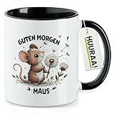 Huuraa Kaffeetasse Guten Morgen Maus Geschenk 330ml Schwarz Guten Morgen Präsent