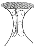 Kobolo Dekorativer Gartentisch Metalltisch Tisch aus grauem Metall mit Stanzungen in Blumenoptik 60cm