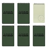 RETON 5 Pack Wasserdichtes Allwetter-Notizbuch/Notizblock für Aktivitäten im Freien, Record und Tactical, Taschenformat (Grün)
