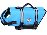 VIVAGLORY Rip Stop Schwimmweste Hund, Hundeschwimmweste, Schwimmhilfe & Auftrieb, Rettungsweste Hund für Bootfahren, XS, Blau