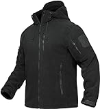 TACVASEN Herren Fleecejacke Übergangsjacke Winter Warme Jacke Full Zip Pullover mit Reißverschlusstasche (XL, Schwarz)