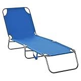 Outsunny Sonnenliege klappbar Gartenliege, Liegestuhl mit 5-Fach verstellbare Rückenlehne, wetterfeste Campingliege, Gartenstuhl bis 120 kg belastbar, für Garten Urlaub Outdoor Strand Pool, Blau