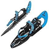 ALPIDEX Schneeschuhe 25 INCH Schuhgröße 38-45 bis 130 kg Steighilfe Tragetasche Optional Stöcke, Farbe:Blue ohne Stöcke