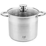 KARL HAUSMANN Edelstahl Kochtopf Groß - 9L - Ø 24 cm - Großer Topf Induktion für Alle Herdarten Geeignet - Suppentopf mit Deckel - Spaghettitopf - Stainless Steel Pot - Grosser Töpfe - Kochtöpfe