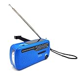 Fit4Blackout Kurbelradio, Solar & Kurbel Notfallradio, AM/FM/SW Radio, Tragbares Retro Radio mit Weltempfänger, Als Taschenlampe & Leselicht, USB Handy-Lader, Für Notfall, Camping, Blackout (Blau)