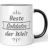 JUNIWORDS Tasse, Beste Soldatin der Welt, Wähle Farbe, Schwarz