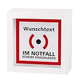 Herz & Heim® Lustiges Geldgeschenk - Im Notfall Scheibe einschlagen - personalisierte Spardose als Bilderrahmen