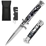 Klappmesser Taschenmesser mit Gürteltasche & Messerschärfer, Scharfer Einhandmesser, Outdoor Messer für Camping, Survival, Angeln, Geschenk für Männer