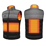 Beheizbare Weste, Heizweste Herren mit 4 Heizzone 3 Temperaturstufen, USB Wärmeweste Beheizte Weste, schnelles Aufheizen, für Outdoor Aktivitäten Angeln Skifahren, Unisex(Batterie Nicht Enthalten)
