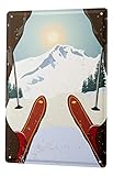 Blechschild Nostalgie Ski fahren