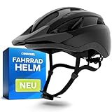 BÜCHEL Fahrradhelm mit In-Mould-Technologie – für Kinder & Erwachsene – Cam Lock, Kinnpolsterung & Fliegennetz – Größen M 52–57 cm & L 58–61 cm – Schwarz, Weiß, Grau (Schwarz Matt, L, 58-61cm)