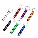 WeddHuis 7 Stück rettungspfeife, Trillerpfeife Aluminium Notfallpfeife Outdoor Survival Signalpfeife mit Schlüsselanhänger für wildes Wandern Camping Training