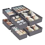 SONGMICS RUS08GY Schubladenteiler, 8 Stück, faltbar, für BHs, Höschen, Socken und Krawatten, Aufbewahrungsboxen aus Stoff für Schränke, Grau