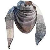 Lykofudi Damen Schal, Übergroß Web Dreieck Winterschal mit buntem Karo Muster, Warmer und weicher Dreieckstuch Kariert, Leichter Strickschal, Halstuch für Frauen und Mädchen 200×83 CM