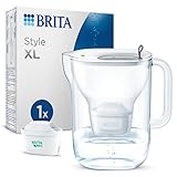 BRITA Wasserfilter-Kanne Style XL hellgrau (3,6l) inkl. 1 MAXTRA PRO All-in-1 Kartusche – großer Filter im modernen Design für den Kühlschrank zur Reduzierung von Kalk, Chlor, Blei & Kupfer
