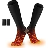 Beheizte Socken Herren Damen Beheizbare Socken mit Wiederaufladbare Batterie, Heizsocken Elektrische Warme Socken Fusswärmer für Camping Angeln Radfahren Skifahren 4000mAh 36-44EU (L)