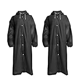 Fayemint 2 Stück Regenponcho, Wasserdicht Regenmantel Unisex, Regenschutz Regen Poncho, Atmungsaktiver Tragbarer Poncho, für Radfahren, Wandern, Angeln, Camping (Schwarz)