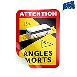 PRINT.GG Toter Winkel Aufkleber Frankreich - 1 Stück - 17 x 25 cm, Angles Morts Aufkleber Bus/Wohnmobil/Auto Angles Morts Lastwagen Angles Morts Bus Warnaufkleber Attention Angles Morts Hinweisschild