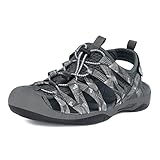 GRITION Trekking-Sandalen für Herren, Wanderschuhe für Fischer, verstellbare, leichte, geschlossene Sportsandalen, für Strand, Wandern, Outdoor, Wasser, Sport, Gray 43