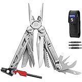 ROCKTOL Multifunktionszange, 22-in-1 Camping-Multitool-Zange mit Feuerstarter, Notfallpfeife, Glasbrecher, Sicherheitsverriegelung und Nylonscheide für Überleben, Camping, Jagd, Wandern