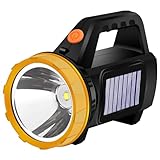 ALLOMN Solar-LED-Taschenlampe, superhell, solarbetrieben, mit 3 Lichtmodi, tragbar, IP6 wasserdicht, wiederaufladbar, 150 Lumen, Lithium-Ionen-Akku, für Outdoor, Camping, Notfall