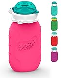 Squeasy Snacker – Wiederverwendbares Quetschie aus Silikon, Quetschbeutel zum selbst befüllen, BPA, PVC und Phthalat-frei (Pink)