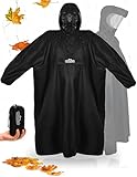 Outdoro Regenponcho mit Ärmeln - Mit Navigations-Fenster in der Brusttasche, Reißverschluss und Sichtfenster - Poncho für Damen & Herren, Erwachsene