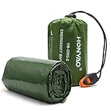 HONYAO Notfalldecke Schlafsack, Survival Biwaksack Erste Hilfe Rettungsdecken Wasserdicht Notfallzelt Ultraleicht Hitzeabweisend Kälteschutz mit Signalpfeifen, für Outdoor Camping Wandern, 1 Stück