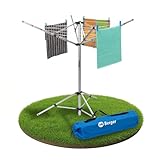 BERGER Super Pop Up Wäschespinne & Sat-Stativ | wetterfest & leicht | Wäscheschirm Wäscheständer mit Standfuß inkl. Packsack & Erdnägeln | für Camping & Balkon (Silber)